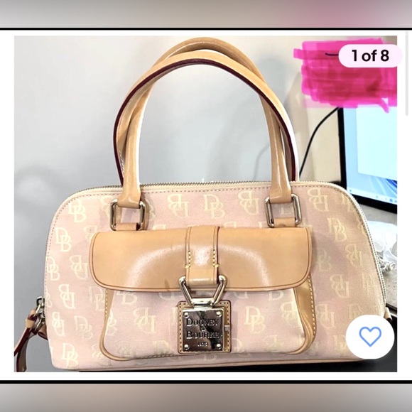 DOONEY & BOURKE Satchel  Leather & Canvas Denim DB Monogram Logo Handbag - Picture 2 of 16